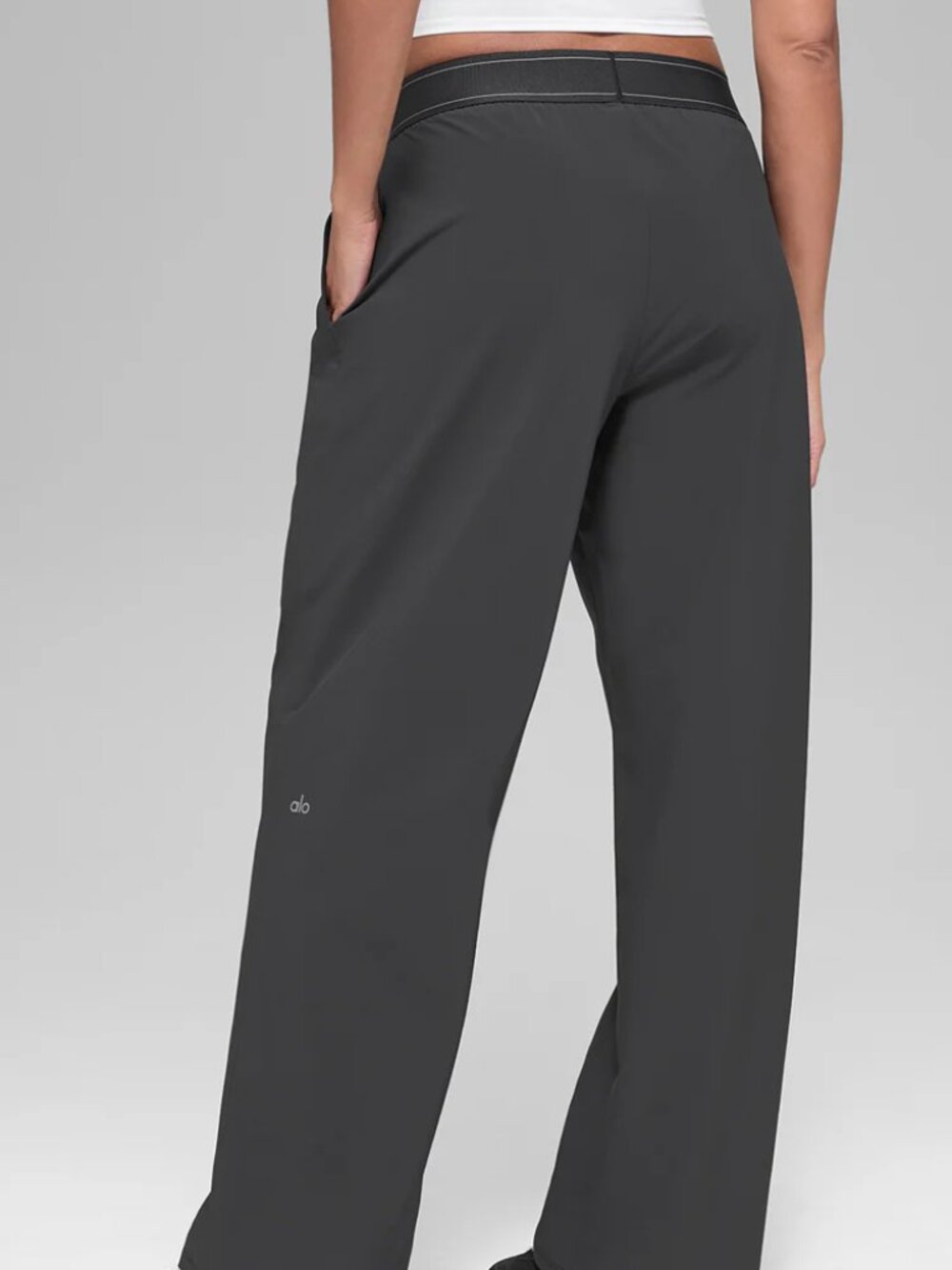 Dark Grey ALO Yoga High/Low Rise Wide Leg Pants Regular🥥Chic Everyday Trouser🍂 - Picture 7 of 7